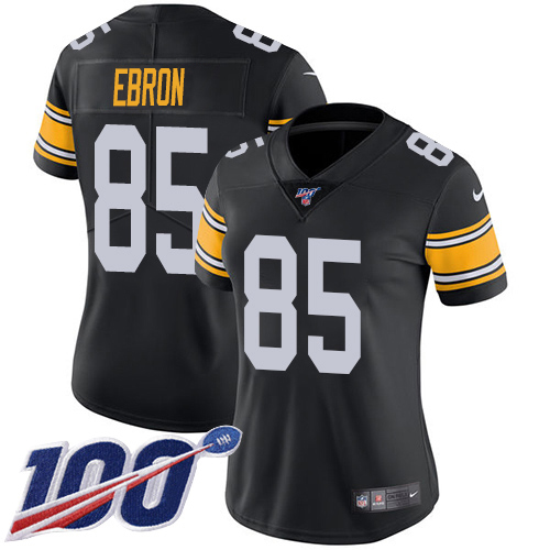 Nike Steelers #85 Eric Ebron Black Alternate Women's Stitched NFL 100th Season Vapor Untouchable Limited Jersey