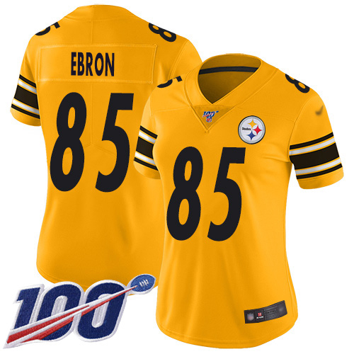 Nike Steelers #85 Eric Ebron Gold Women's Stitched NFL Limited Inverted Legend 100th Season Jersey