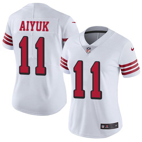 Nike 49ers #11 Brandon Aiyuk White Women's Stitched NFL Limited Rush Jersey