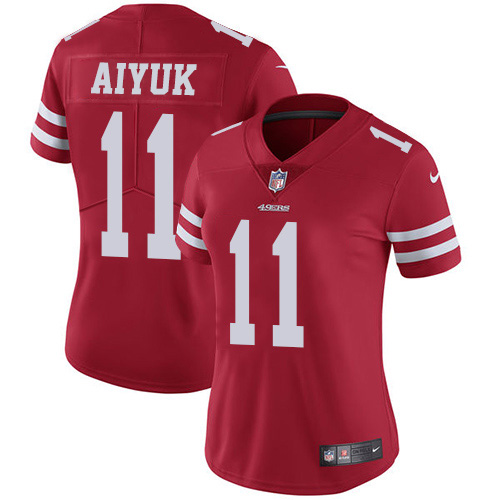 Nike 49ers #11 Brandon Aiyuk Red Team Color Women's Stitched NFL Vapor Untouchable Limited Jersey Nike 49ers #11 Brandon Aiyuk Red Team Color Women's Stitched NFL Vapor Untouchable Limited Jersey