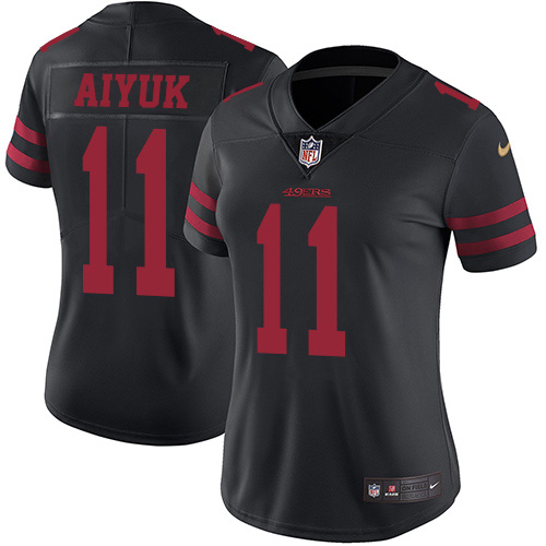 Nike 49ers #11 Brandon Aiyuk Black Alternate Women's Stitched NFL Vapor Untouchable Limited Jersey