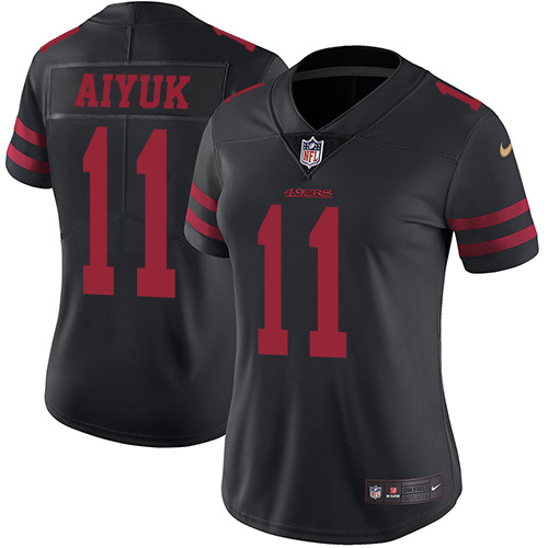 Nike 49ers #11 Brandon Aiyuk Black Alternate Women's Stitched NFL Vapor Untouchable Limited Jersey Nike 49ers #11 Brandon Aiyuk Black Alternate Women's Stitched NFL Vapor Untouchable Limited Jersey