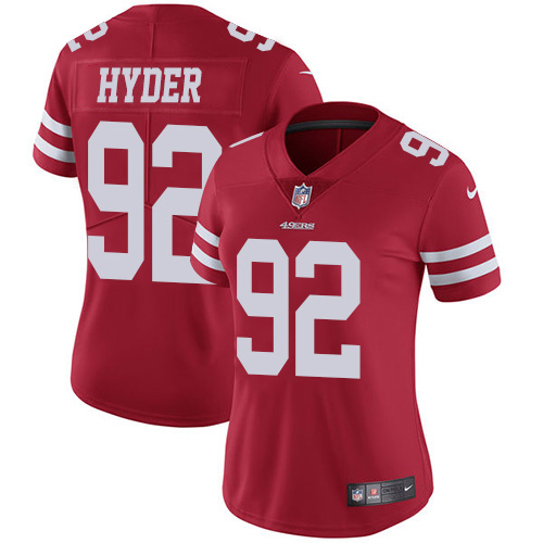 Nike 49ers #92 Kerry Hyder Red Team Color Women's Stitched NFL Vapor Untouchable Limited Jersey