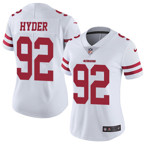 Nike 49ers #92 Kerry Hyder White Women's Stitched NFL Vapor Untouchable Limited Jersey