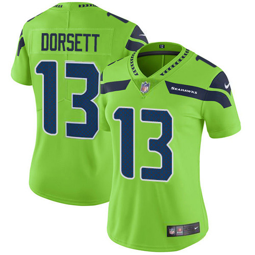 Nike Seahawks #13 Phillip Dorsett Green Women's Stitched NFL Limited Rush Jersey