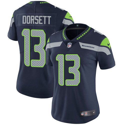 Nike Seahawks #13 Phillip Dorsett Steel Blue Team Color Women's Stitched NFL Vapor Untouchable Limited Jersey