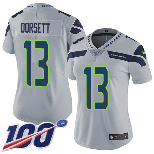 Nike Seahawks #13 Phillip Dorsett Grey Alternate Women's Stitched NFL 100th Season Vapor Untouchable Limited Jersey