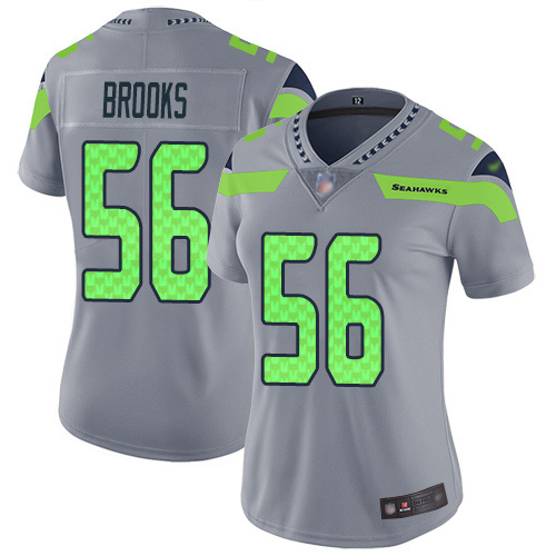 Nike Seahawks #56 Jordyn Brooks Gray Women's Stitched NFL Limited Inverted Legend Jersey