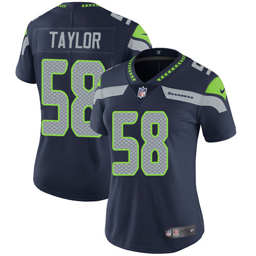 Nike Seahawks #58 Darrell Taylor Steel Blue Team Color Women's Stitched NFL Vapor Untouchable Limited Jersey