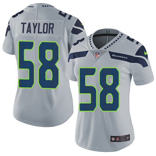 Nike Seahawks #58 Darrell Taylor Grey Alternate Women's Stitched NFL Vapor Untouchable Limited Jersey