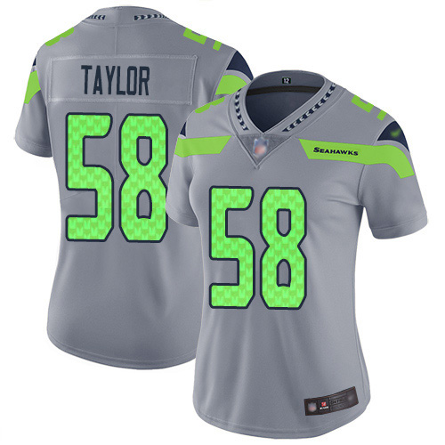Nike Seahawks #58 Darrell Taylor Gray Women's Stitched NFL Limited Inverted Legend Jersey