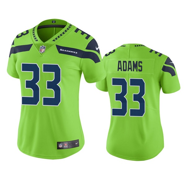 Seattle Seahawks #33 Jamal Adams Women's Green Color Rush Stitched Jersey