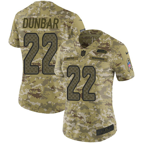 Nike Seahawks #22 Quinton Dunbar Camo Women's Stitched NFL Limited 2018 Salute To Service Jersey