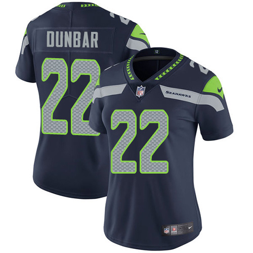 Nike Seahawks #22 Quinton Dunbar Steel Blue Team Color Women's Stitched NFL Vapor Untouchable Limited Jersey