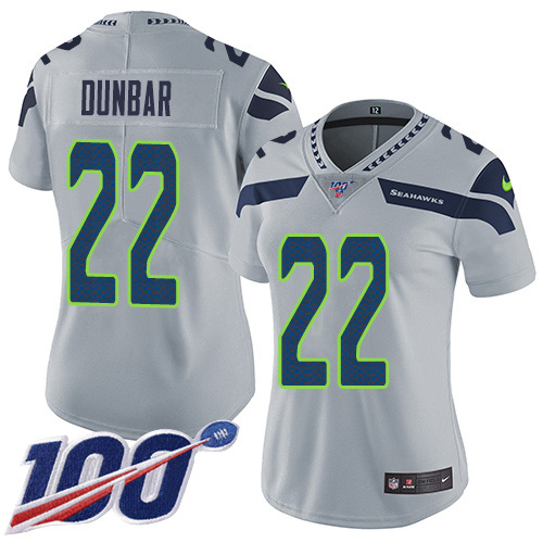 Nike Seahawks #22 Quinton Dunbar Grey Alternate Women's Stitched NFL 100th Season Vapor Untouchable Limited Jersey