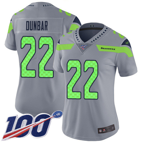 Nike Seahawks #22 Quinton Dunbar Gray Women's Stitched NFL Limited Inverted Legend 100th Season Jersey Nike Seahawks #22 Quinton Dunbar Gray Women's Stitched NFL Limited Inverted Legend 100th Season Jersey