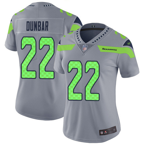 Nike Seahawks #22 Quinton Dunbar Gray Women's Stitched NFL Limited Inverted Legend Jersey