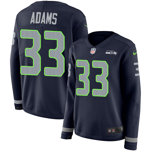 Nike Seahawks #33 Jamal Adams Steel Blue Team Color Women's Stitched NFL Limited Therma Long Sleeve Jersey