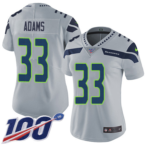 Nike Seahawks #33 Jamal Adams Grey Alternate Women's Stitched NFL 100th Season Vapor Untouchable Limited Jersey