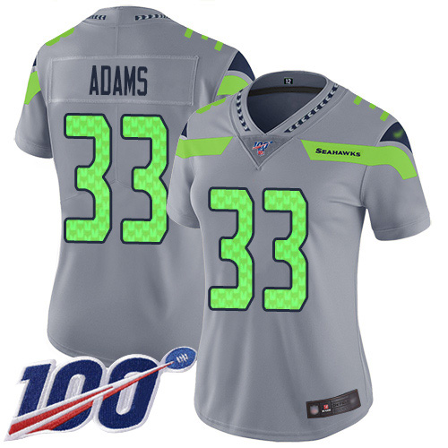 Nike Seahawks #33 Jamal Adams Gray Women's Stitched NFL Limited Inverted Legend 100th Season Jersey