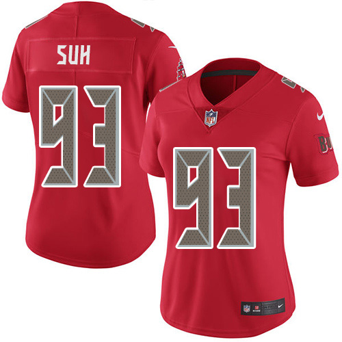 Nike Buccaneers #93 Ndamukong Suh Red Women's Stitched NFL Limited Rush Jersey