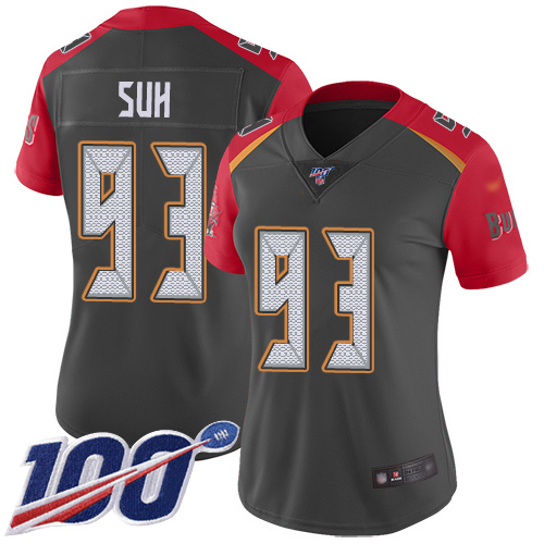 Nike Buccaneers #93 Ndamukong Suh Gray Women's Stitched NFL Limited Inverted Legend 100th Season Jersey Nike Buccaneers #93 Ndamukong Suh Gray Women's Stitched NFL Limited Inverted Legend 100th Season Jersey