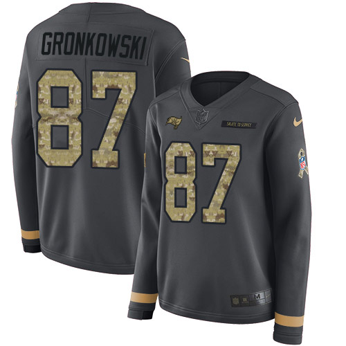 Nike Buccaneers #87 Rob Gronkowski Anthracite Salute to Service Women's Stitched NFL Limited Therma Long Sleeve Jersey