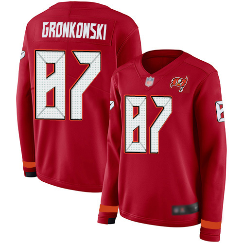 Nike Buccaneers #87 Rob Gronkowski Red Team Color Women's Stitched NFL Limited Therma Long Sleeve Jersey