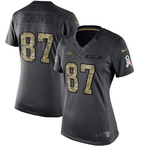 Nike Buccaneers #87 Rob Gronkowski Black Women's Stitched NFL Limited 2016 Salute to Service Jersey