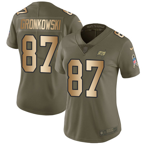 Nike Buccaneers #87 Rob Gronkowski Olive/Gold Women's Stitched NFL Limited 2017 Salute To Service Jersey