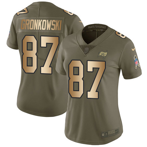 Nike Buccaneers #87 Rob Gronkowski Olive/Gold Women's Stitched NFL Limited 2017 Salute To Service Jersey Nike Buccaneers #87 Rob Gronkowski Olive/Gold Women's Stitched NFL Limited 2017 Salute To Service Jersey