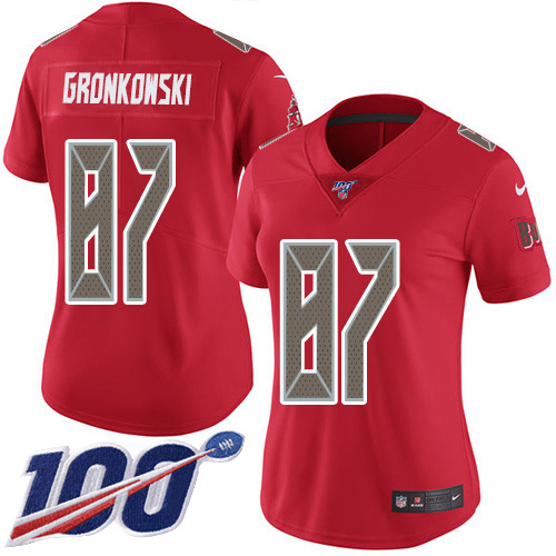 Nike Buccaneers #87 Rob Gronkowski Red Women's Stitched NFL Limited Rush 100th Season Jersey