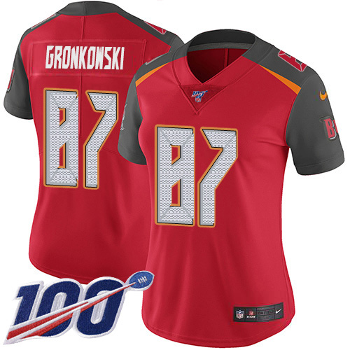 Nike Buccaneers #87 Rob Gronkowski Red Team Color Women's Stitched NFL 100th Season Vapor Untouchable Limited Jersey