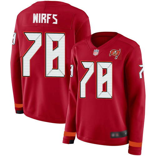 Nike Buccaneers #78 Tristan Wirfs Red Team Color Women's Stitched NFL Limited Therma Long Sleeve Jersey