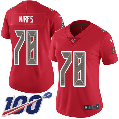 Nike Buccaneers #78 Tristan Wirfs Red Women's Stitched NFL Limited Rush 100th Season Jersey