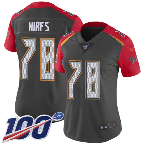 Nike Buccaneers #78 Tristan Wirfs Gray Women's Stitched NFL Limited Inverted Legend 100th Season Jersey Nike Buccaneers #78 Tristan Wirfs Gray Women's Stitched NFL Limited Inverted Legend 100th Season Jersey