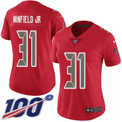 Nike Buccaneers #31 Antoine Winfield Jr. Red Women's Stitched NFL Limited Rush 100th Season Jersey Nike Buccaneers #31 Antoine Winfield Jr. Red Women's Stitched NFL Limited Rush 100th Season Jersey