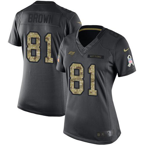 Nike Buccaneers #81 Antonio Brown Black Women's Stitched NFL Limited 2016 Salute to Service Jersey