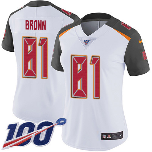Nike Buccaneers #81 Antonio Brown White Women's Stitched NFL 100th Season Vapor Untouchable Limited Jersey