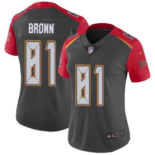Nike Buccaneers #81 Antonio Brown Gray Women's Stitched NFL Limited Inverted Legend Jersey