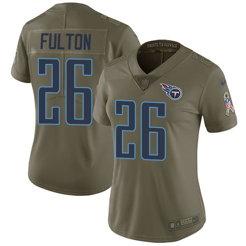 Nike Titans #26 Kristian Fulton Olive Women's Stitched NFL Limited 2017 Salute To Service Jersey