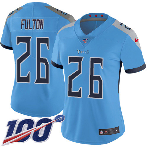 Nike Titans #26 Kristian Fulton Light Blue Alternate Women's Stitched NFL 100th Season Vapor Untouchable Limited Jersey