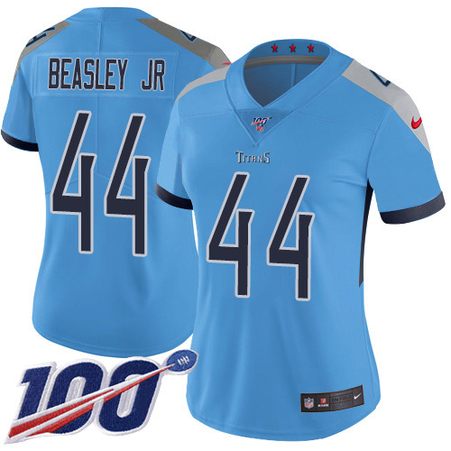 Nike Titans #44 Vic Beasley Jr Light Blue Alternate Women's Stitched NFL 100th Season Vapor Untouchable Limited Jersey