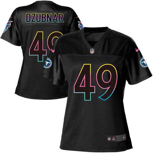 Nike Titans #49 Nick Dzubnar Black Women's NFL Fashion Game Jersey