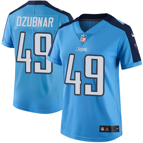 Nike Titans #49 Nick Dzubnar Light Blue Women's Stitched NFL Limited Rush Jersey