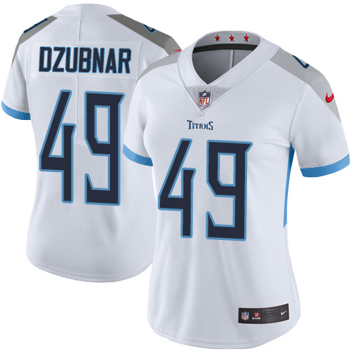 Nike Titans #49 Nick Dzubnar White Women's Stitched NFL Vapor Untouchable Limited Jersey