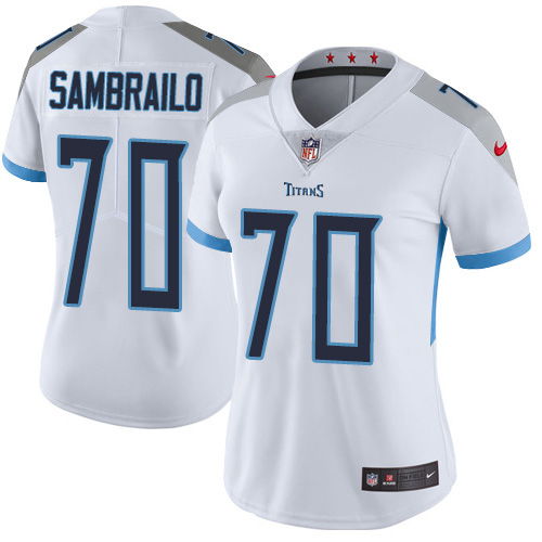 Nike Titans #70 Ty Sambrailo White Women's Stitched NFL Vapor Untouchable Limited Jersey