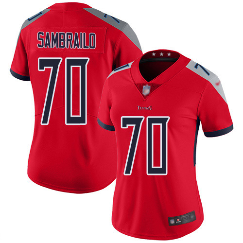 Nike Titans #70 Ty Sambrailo Red Women's Stitched NFL Limited Inverted Legend Jersey