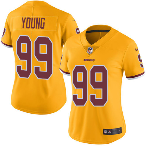 Nike Redskins #99 Chase Young Gold Women's Stitched NFL Limited Rush Jersey