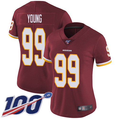 Nike Redskins #99 Chase Young Burgundy Red Team Color Women's Stitched NFL 100th Season Vapor Untouchable Limited Jersey Nike Redskins #99 Chase Young Burgundy Red Team Color Women's Stitched NFL 100th Season Vapor Untouchable Limited Jersey